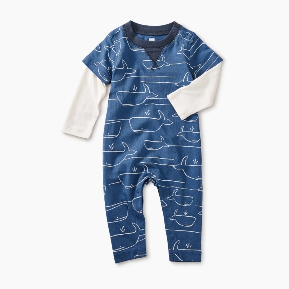 Tea Collection Whale Romper 9-12 Months